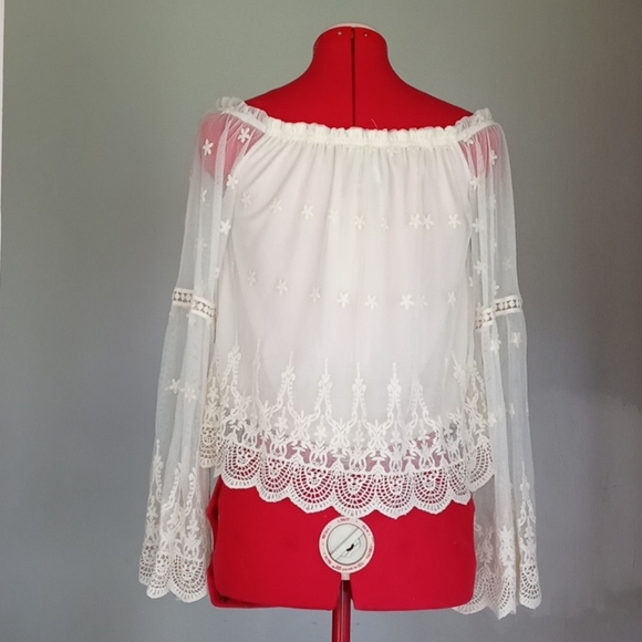 American Rag Off the Shoulder Peasant Blouse Sz Xs - Picture 6 of 10